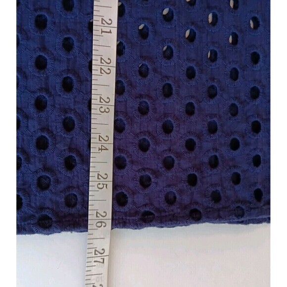 Simonton Says Women's Size L Navy Blue Cotton See-through Eyelet Blouse - Picture 6 of 7